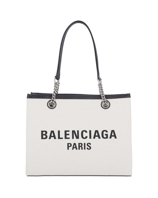 Balenciaga White "duty Free" Medium Tote Bag