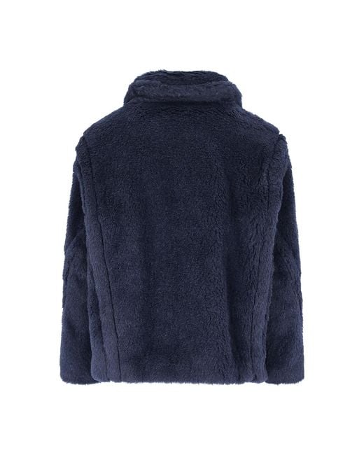 Max Mara Blue 'Teddy Bear' Crop Coat