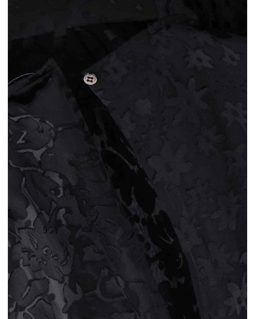 MARINE SERRE Black Contoured Silk-Acetate Slip Dress