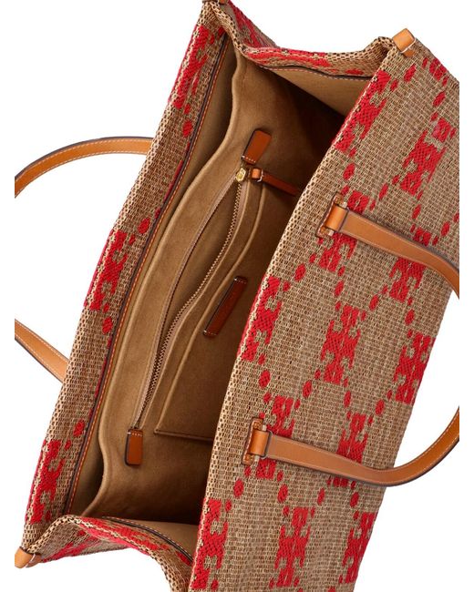 Tory Burch Red Tote Bag T Monogram