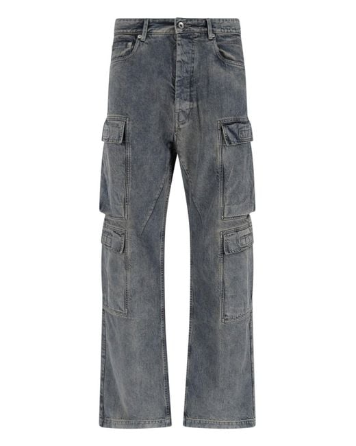 Rick Owens Gray Wide Jeans "Double Cargo" for men