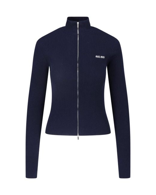 Miu Miu Blue Zip Cardigan