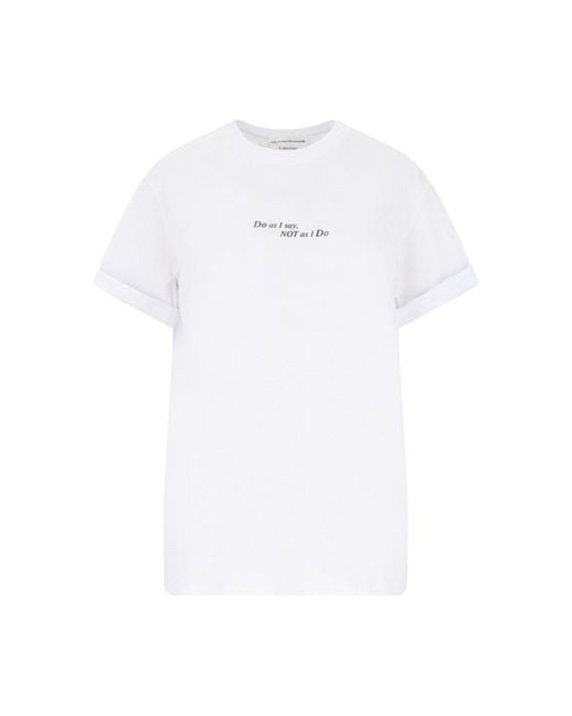 T-Shirt "Do As I Say, Not As I Do" di Victoria Beckham in White
