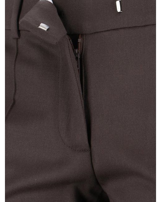 The Attico Gray High-Waisted Bootcut Trousers With Logo Detail