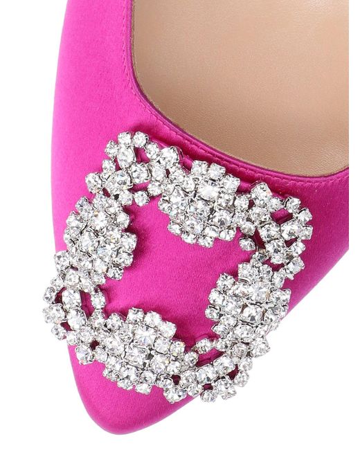 Manolo Blahnik Pink 'Hangisimu 50' Mules