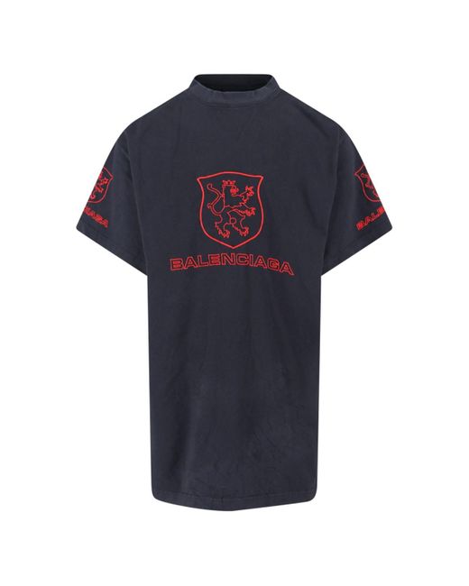 Balenciaga Blue 'Lion Club' Oversize T-Shirt for men