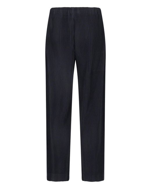 Homme Plissé Issey Miyake Blue Pleated Button Closure Straight-Leg Pants for men