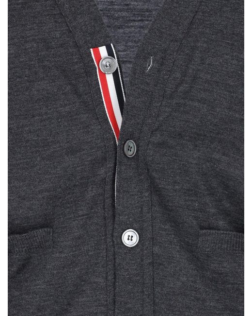 Thom Browne Blue Iconic V-Neck Cardigan for men