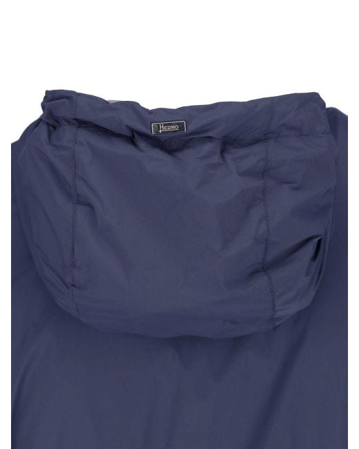 Herno Blue Stretch Polyamide Jacket With Viscose Lining for men