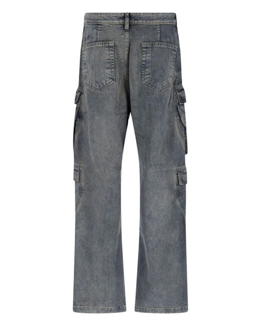 Rick Owens Gray Wide Jeans "Double Cargo" for men