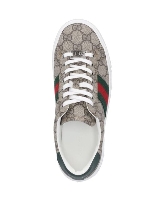 Gucci Natural Ace GG Supreme Canvas & Leather Sneaker