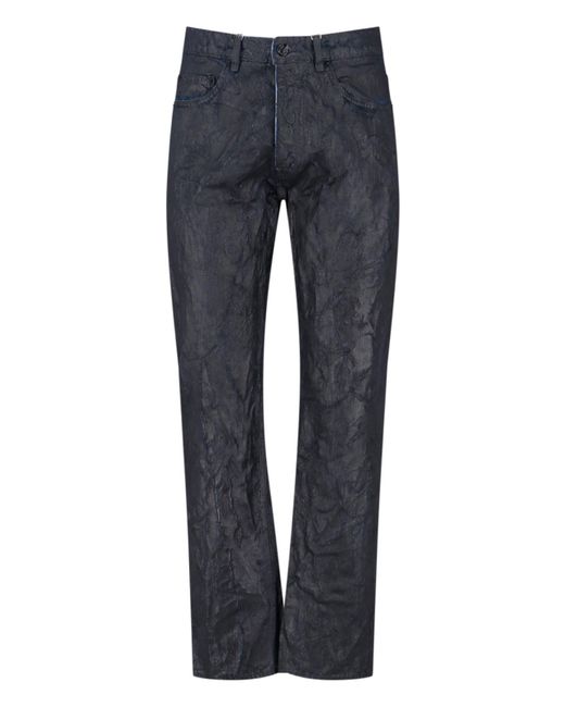 MM6 by Maison Margiela Blue Textured Denim Jeans With Classic Five-Pocket Design for men