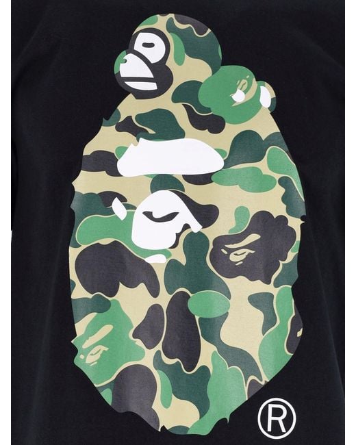 A Bathing Ape Black T-Shirt "Camo Milo" for men