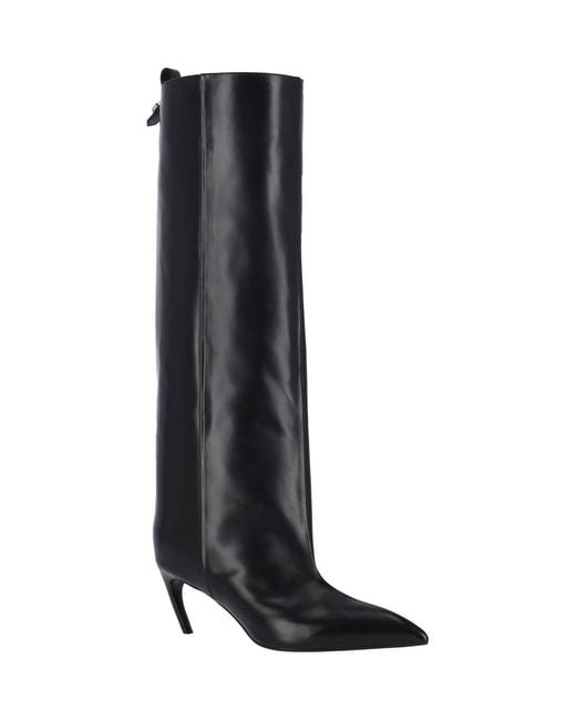 The Attico Black Leather Ankle Boots