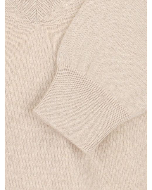 Loro Piana White V-Neck Sweater for men