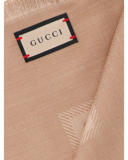 Gucci Natural Logo Wool And Silk Shawl