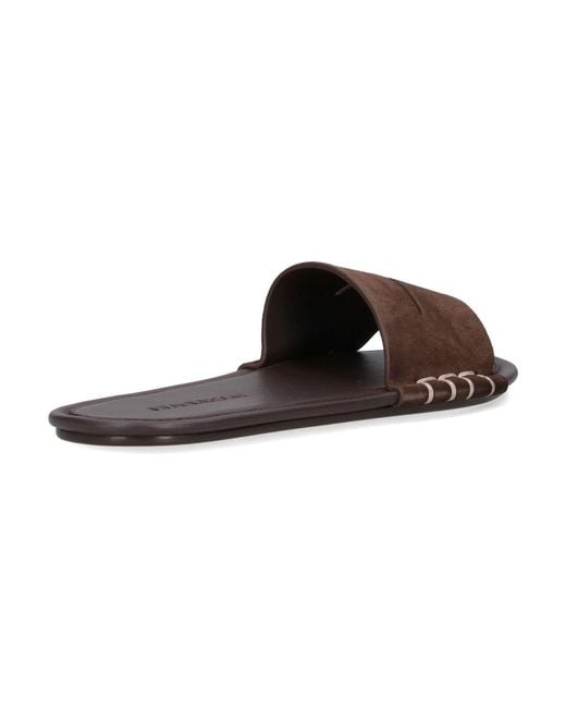 J.W. Anderson White Calf Leather Open-Toe Slides With Contrast Stitching