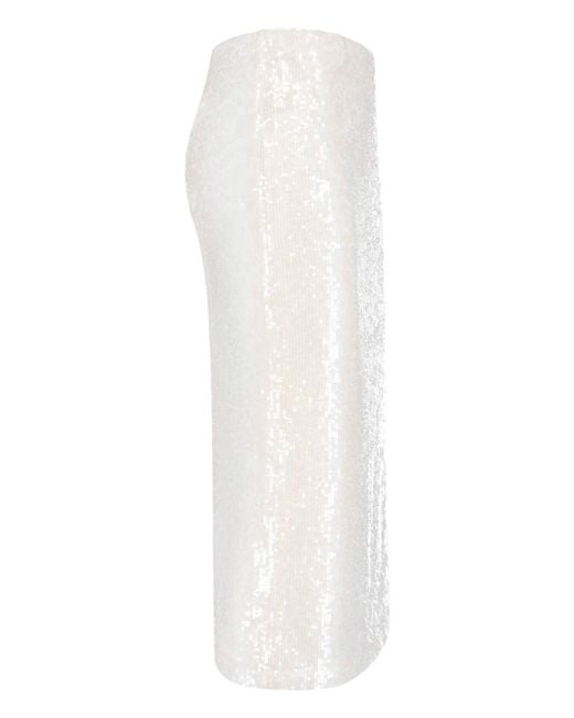 P.A.R.O.S.H. White Midi Sequin Skirt