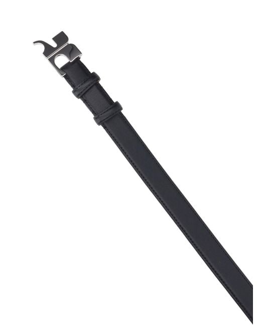 Courreges Black Leather Belt With Sleek Hardware