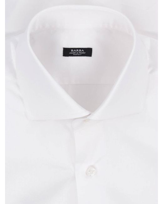 Barba Napoli White Cotton Shirt for men