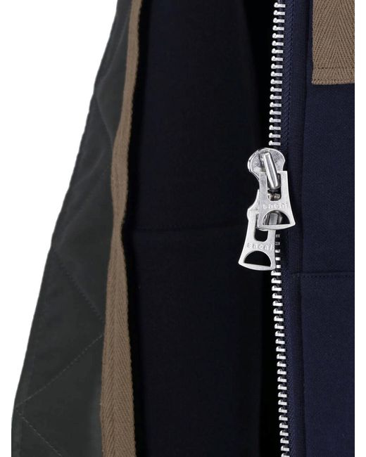 Sacai Blue Hooded Bomber Jacket for men