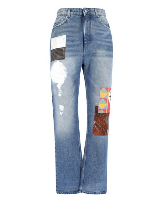 Loewe Blue Straight Jeans With Patch for men