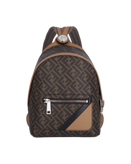 Fendi Brown 'chiodo Diagonal' Small Backpack for men