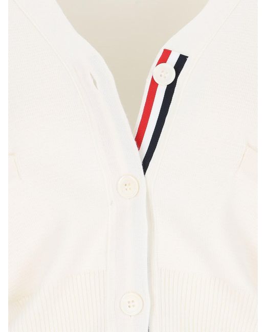 Thom Browne White 100% Virgin Wool Crewneck Sweater