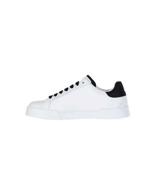Dolce & Gabbana White Portofino Leather Low-Top Sneakers for men