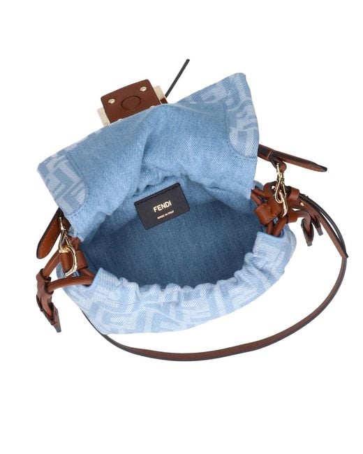 Fendi Blue Small Shoulder Bag "Mamma Baguette"