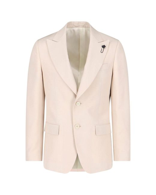 Lardini Natural Single-Breasted Viscose Blazer for men