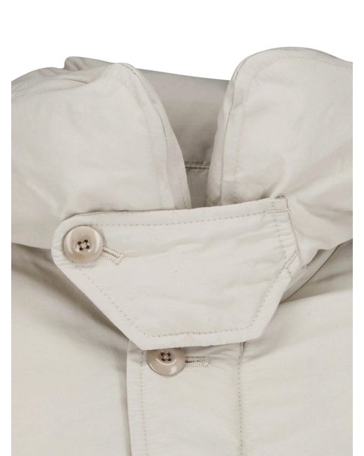 Lemaire White Neutral High Padded Collar Cropped Jacket