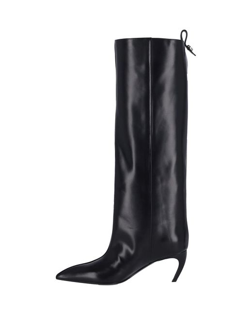 The Attico Black Leather Ankle Boots