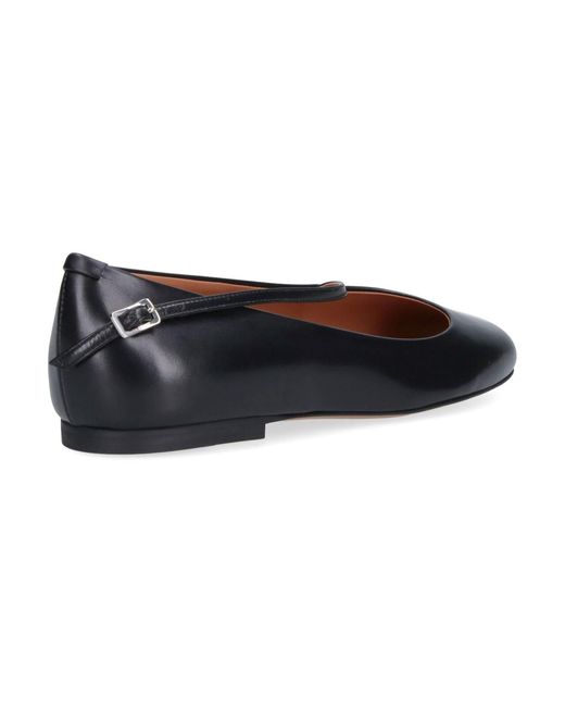 Jil Sander Black Elyss Round Toe Ballerina Flats