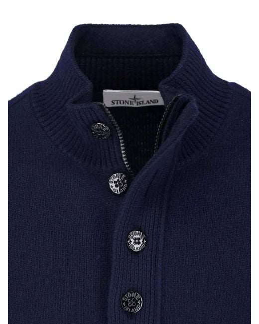 Stone Island Blue Virgin Wool Sweater for men