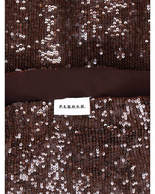 P.A.R.O.S.H. Brown Midi Sequin Skirt