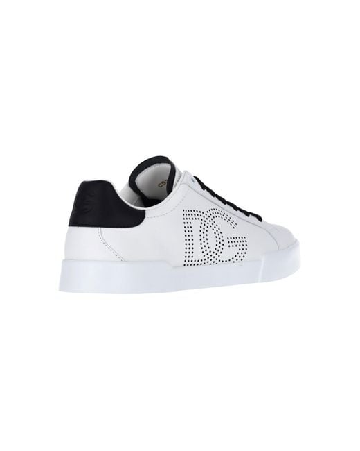 Dolce & Gabbana White Portofino Leather Low-Top Sneakers for men