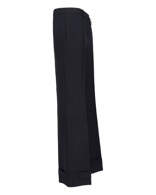 Our Legacy Blue Style Wool Gabardine Trousers With Horn Buttons