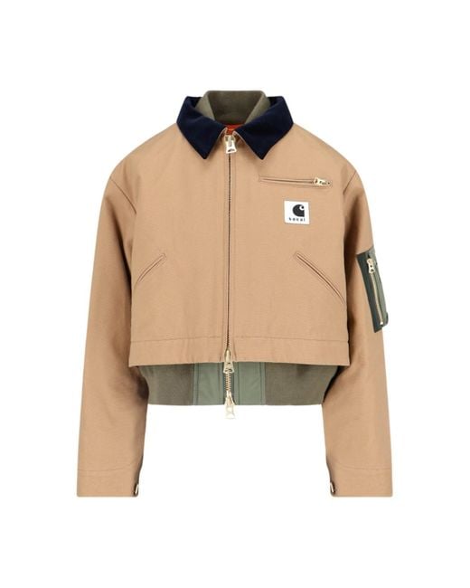 ジャケット Sacai Crop jacket Sacai X Carhartt Wip Crop Jacket in Natural | Lyst