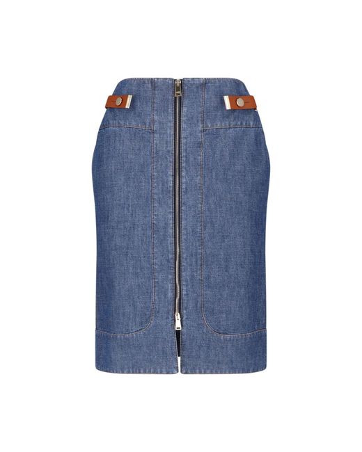 Fendi Blue Denim Midi Skirt