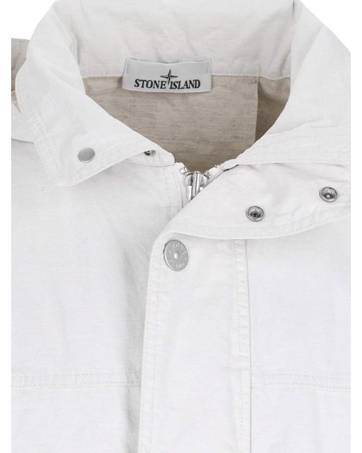 Stone Island White 'marina' Linen Jacket for men