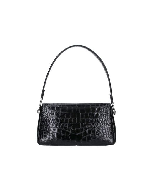 Tory Burch Black Croc-Embossed Leather Shoulder Bag