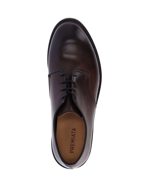 Premiata Brown Leather Derby Shoes for men