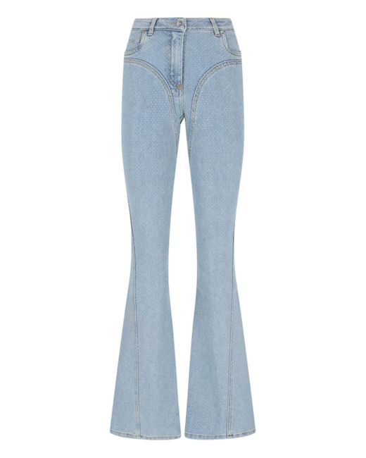Mugler Blue All-over Rhinestone Jeans