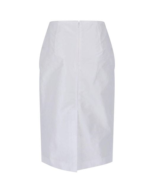 Jil Sander White Midi Mid-Rise Tailored Skirt