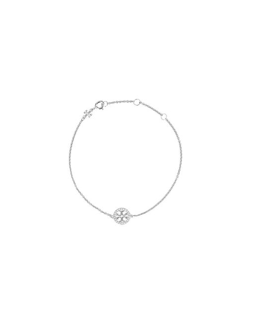 Tory Burch White Bracelet With Rhinestones "Miller"