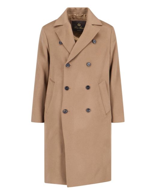 Loro Piana 'winton' Double-breasted Coat in Natural for Men | Lyst
