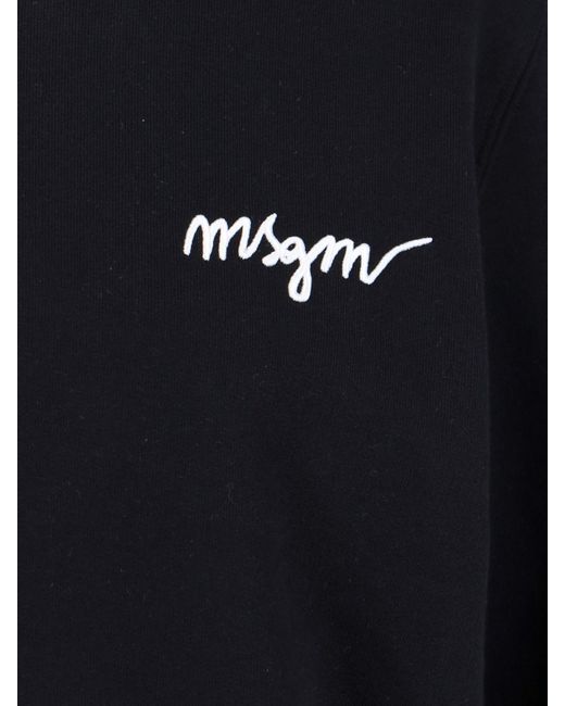 MSGM Black Logo Crewneck Sweatshirt