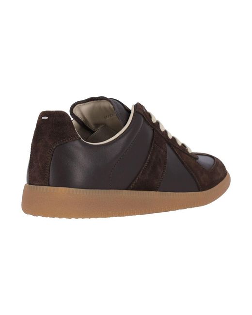 Maison Margiela Black Low-Top Sneakers With Smooth Leather And Suede Panels for men