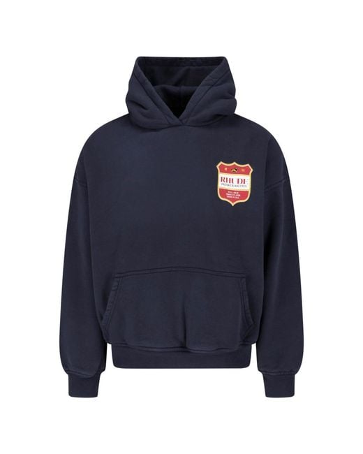 Rhude Blue Hoodie “Filatro Crest Ls” for men